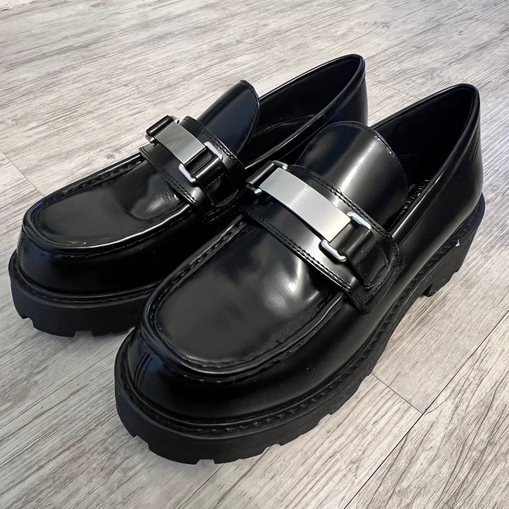 Vagabond Black Platform Loafers with Chunky Soles and Silver Hardware BRAND NEW
